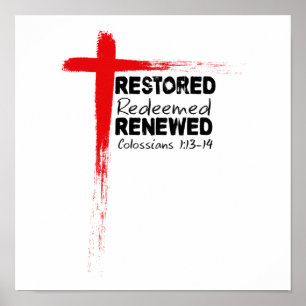 Póster Biblia cristiana versus colosanos 1:13-14 Cruz