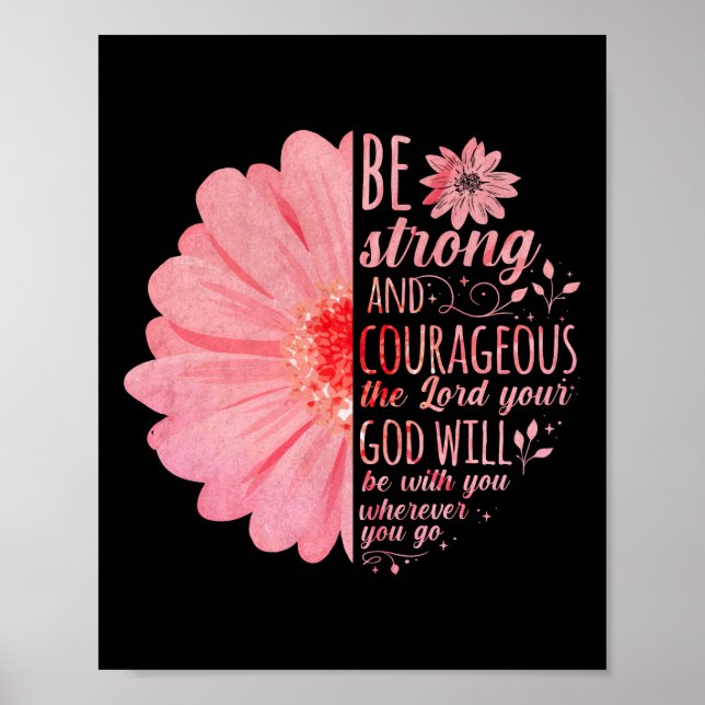 Póster Biblia cristiana versus Joshua 1:9 Flor (Frente)