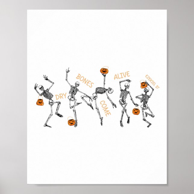 Póster Biblia de esqueleto bailando versus huesos secos s (Frente)