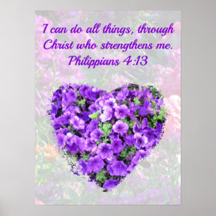 PÓSTER BIBLIA FLORAL DE PURPLE Y FILIPINOS 4:13