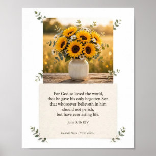 Póster Biblia KJV-Juan 3:16- Girasol