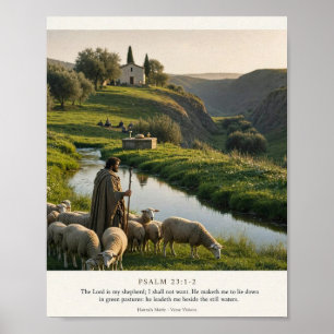 Póster Biblia KJV-Salmo 23:1-2 El Señor Es Mi Pastor