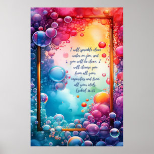 Póster Biblia Santa Cristiana Verse Ezekiel 36:25