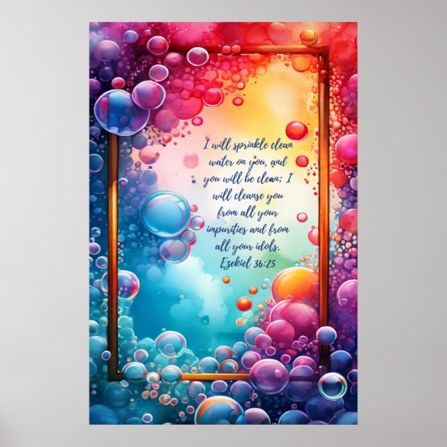 Póster Biblia Santa Cristiana Verse Ezekiel 36:25 (Frente)