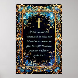 Póster Biblia Santa Cristiana Verse Juan 1:12