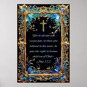 Póster Biblia Santa Cristiana Verse Juan 1:12