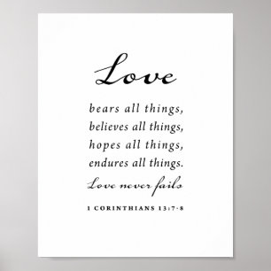 Póster Biblia Verse 1 Corinthians 13:7-8