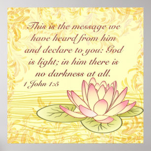 Póster Biblia Verse 1 John 1:5 Water Lily Flower Scriptin