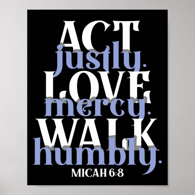 Póster Biblia Verse Act Justamente Love Mercy Walk Humbly (Frente)