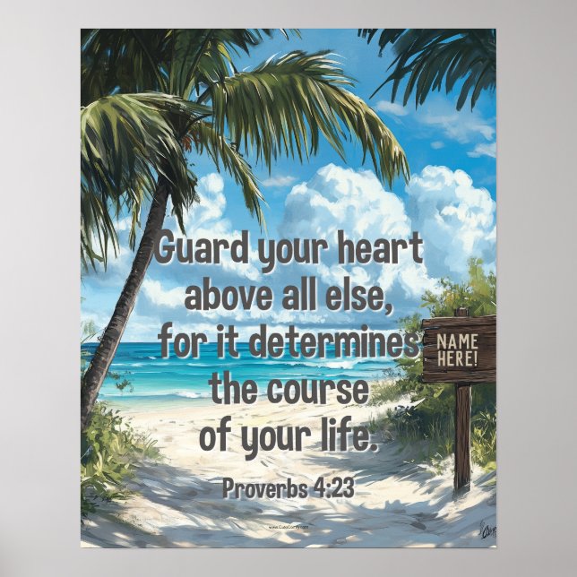 Póster Biblia Verse Cita Beach Ocean Custom Name (Frente)