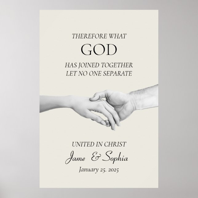 Póster Biblia Verse Matthew 19:6 - Fe cristiana Boda (Frente)