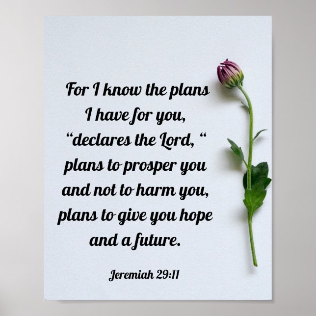 Póster Biblia Verse Scripture Jeremiah 29:11 Poster de pa (Frente)