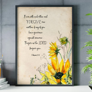 Póster Biblia Verse Sunflower Scripting Wall Art Poster