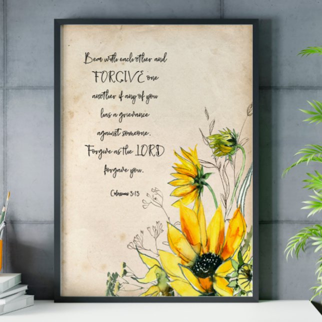 Póster Biblia Verse Sunflower Scripting Wall Art Poster (Subido por el creador)