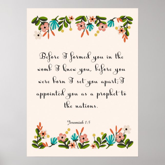 Póster Biblia Verses Art - Jeremías 1:5 (Frente)