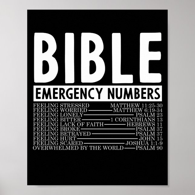 Póster Biblia Verso Biblia Emergencia Números Dios (Frente)