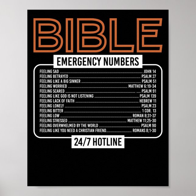 Póster Biblia Verso Biblia Emergencia Números Dios (Frente)