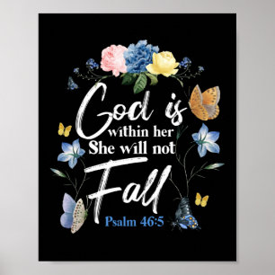 Póster Biblia Verso Dios está dentro de ella No caerá