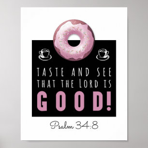 Póster Bíblica linda salmo 34:8 con anillos rosados