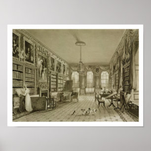 Póster Biblioteca como salón, Cassiobury Park, c.1815,