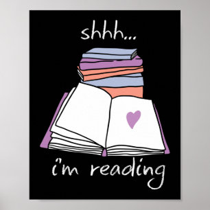 Póster Biblioteca de lectura de libros Shh Im Leading