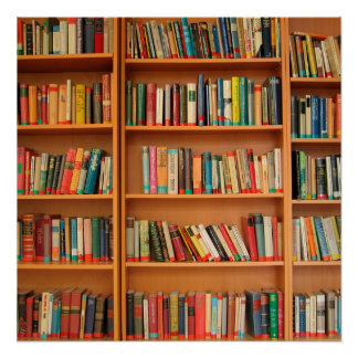 Póster Biblioteca de libros Librería Lectura de Bookworm