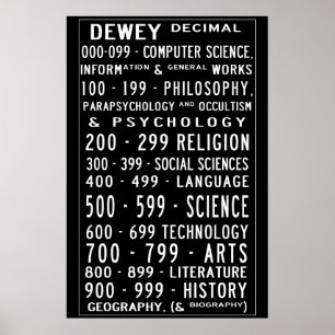Póster Biblioteca doméstica pequeña Busroll decimal Dewey