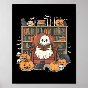 Póster Biblioteca fantasma Halloween Libro de lectura Lov