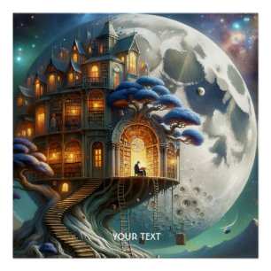 Póster Biblioteca Fantasy Cute Boy Moon
