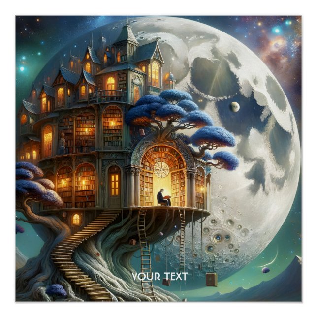 Póster Biblioteca Fantasy Cute Boy Moon (Anverso)
