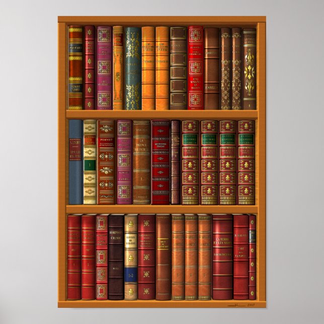 Póster "Biblioteca francesa" Trompe l'oeil. (Frente)
