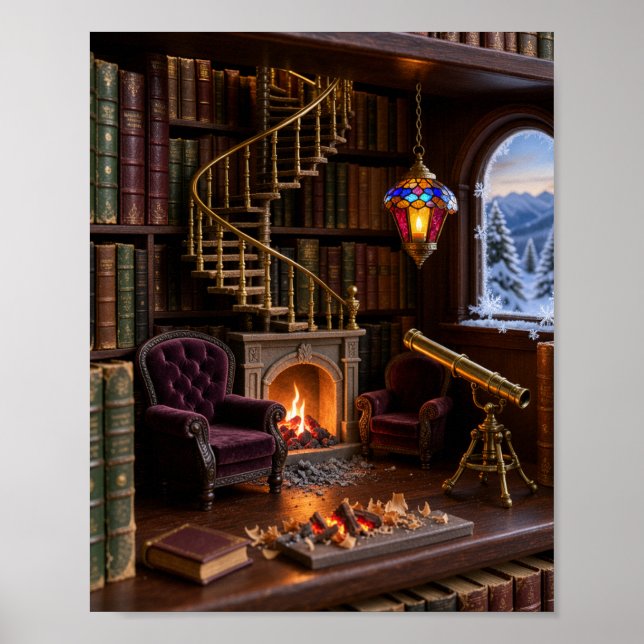 Póster Biblioteca Mágica Celestial Rincón de Libros Minia (Frente)