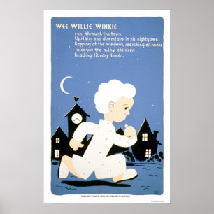 Póster Biblioteca pequenita de Willie Winkie WPA 1940