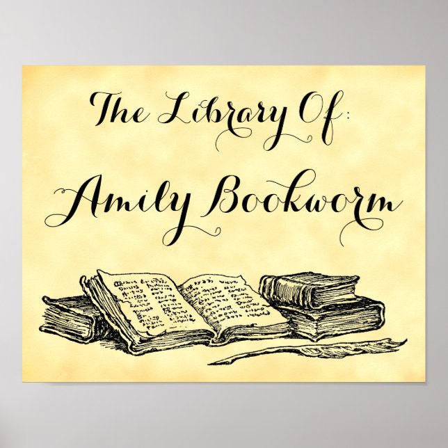 Póster Biblioteca personalizado de Libros de Vintage perg (Frente)