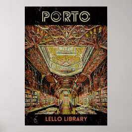 Póster Biblioteca Porto Lello ilustracion Portugal