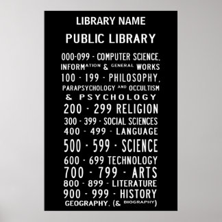 Póster Biblioteca Pública Busroll Decimal Dewey