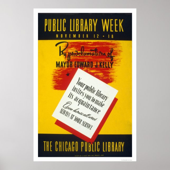 Póster Biblioteca Pública Chicago 1940 WPA (Frente)