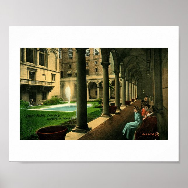 Póster Biblioteca Pública de Boston, Courtyard, 1910 Vint (Frente)