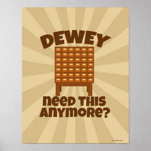 Póster Biblioteca traviesa Caricatura Dewey ¿Necesita est