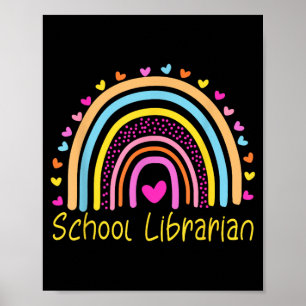 Póster Bibliotecaria Escolar Arcoíris