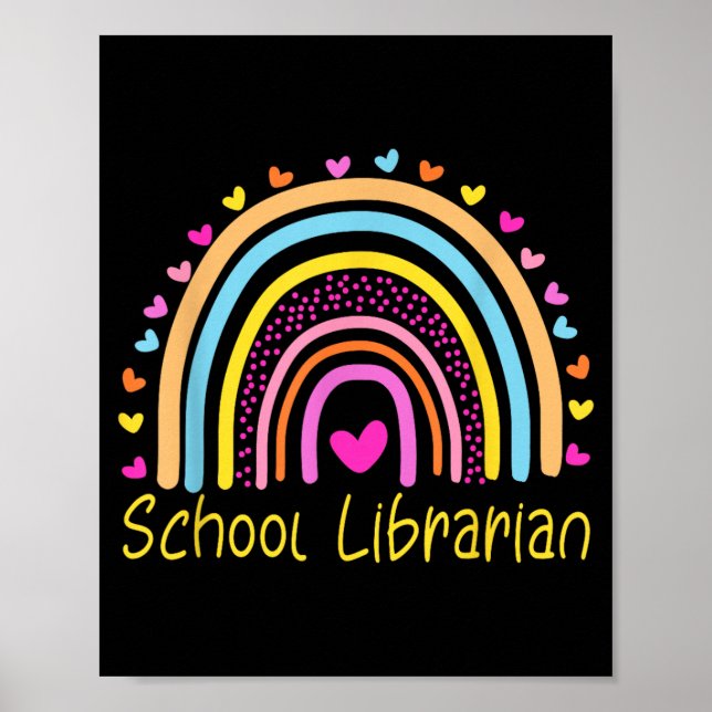 Póster Bibliotecaria Escolar Arcoíris (Frente)