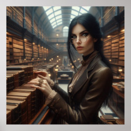 Póster Bibliotecaria Steampunk Vintage victoriana Lady