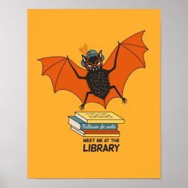 Póster Bibliotecario divertido maestro murciélago amante 