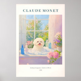 Póster Bichon Frise Art Print Monet Style French Bathroom
