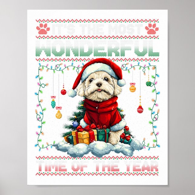 Póster Bichon Frise Christmas Tree Decorations Perro Love (Frente)