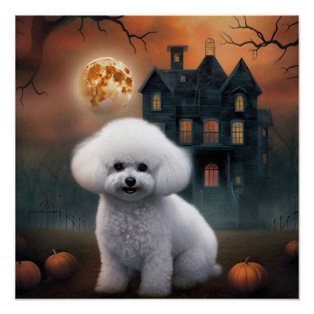 Póster Bichon Frise Halloween Scary (Anverso)