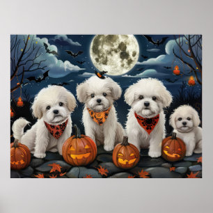 Póster Bichon Frise Halloween Spooky