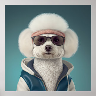 Póster Bichon Frise Hipster Dog Poster