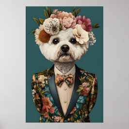 Póster Bichon Frise In Suit Poster, Bichon Frise