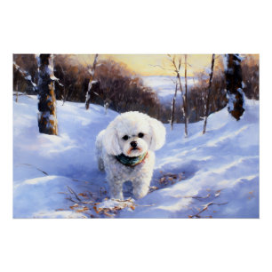 Póster Bichon Frise Let It Snow Navidades